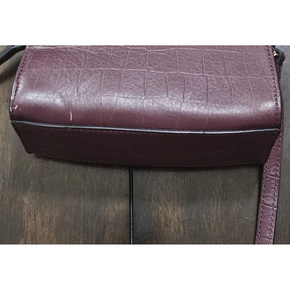 KATE SPADE Grey‎ Street Exotic Croco Leather Mini Dominique Satchel Mulled Wine